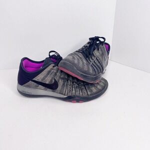 Nike Womens Free Running Shoes Sneakers Size 6.5 Silver Black Metallic